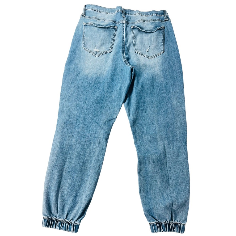 Rewash High Rise Jogger Jeans Womens Juniors 11/30 Distressed Blue Denim Elastic - Picture 2 of 10